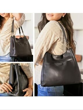 American Leather Co. Austin Triple Pocket Hobo Shoulder Bag